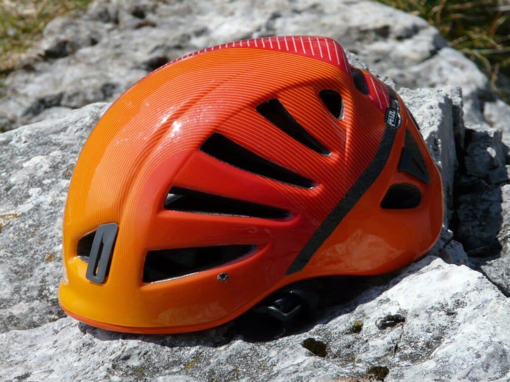 a picture of one of the markets top trad climbing helmets