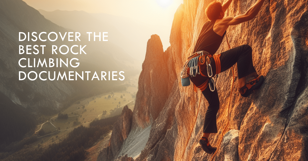 Man seen scaling the face of a rock formation. Hinting at the theme of the article Best Rock Climbing Documentaries